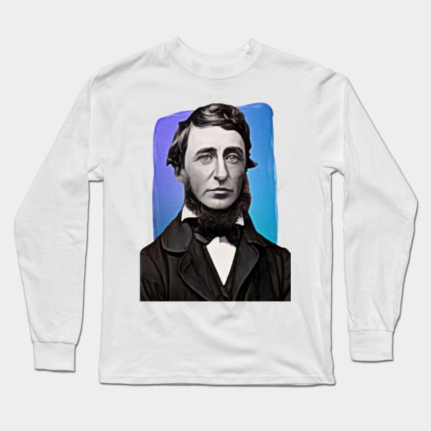 American Philosopher Henry David Thoreau illustration Long Sleeve T-Shirt by Litstoy 